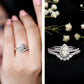 Juego de anillo de novia de moissanita certificado de 0,5 quilates en forma de lágrima con halo