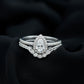 Juego de anillo de novia de moissanita certificado de 0,5 quilates en forma de lágrima con halo