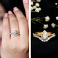 Juego de anillo de novia de moissanita certificado de 0,5 quilates en forma de lágrima con halo