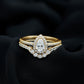 Juego de anillo de novia de moissanita certificado de 0,5 quilates en forma de lágrima con halo