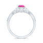 Pear Created Pink Sapphire Teardrop Ring Set with Moissanite Band