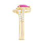 Pear Created Pink Sapphire Teardrop Ring Set with Moissanite Band