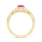 Pear Created Pink Sapphire Teardrop Ring Set with Moissanite Band