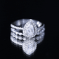 0.7 Carat Moissanite Teardrop Wedding Ring Set with Halo