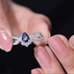 Real 0.5 Blue Sapphire Pear Shape Engagement Ring with Diamond Crossover