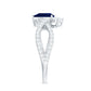 Real 0.5 Blue Sapphire Pear Shape Engagement Ring with Diamond Crossover