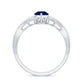 Real 0.5 Blue Sapphire Pear Shape Engagement Ring with Diamond Crossover