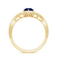 Real 0.5 Blue Sapphire Pear Shape Engagement Ring with Diamond Crossover