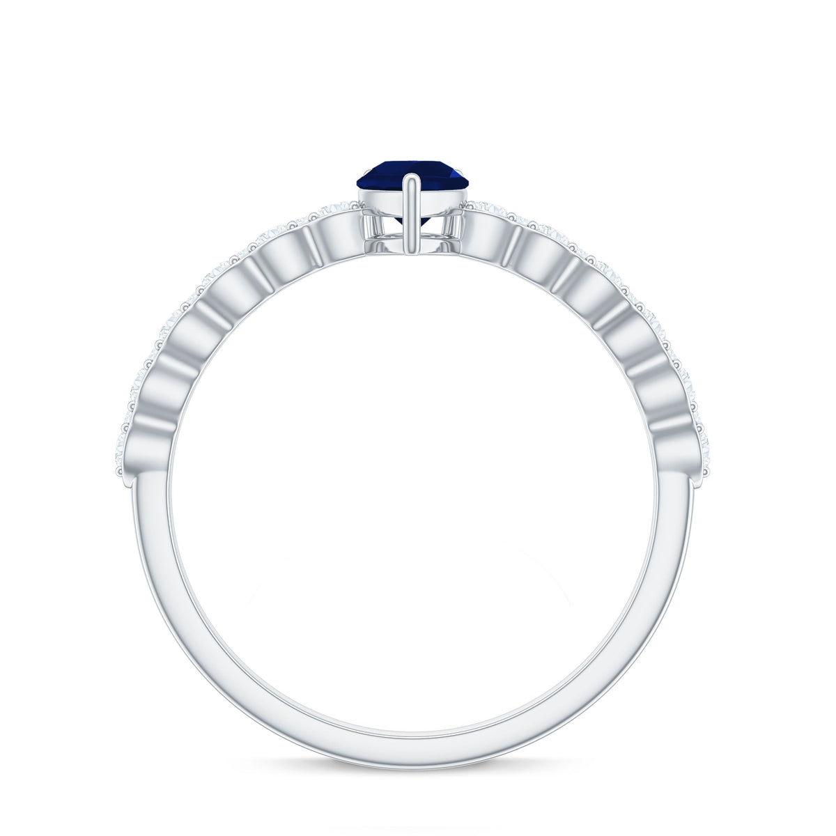 0.5 Carat Minimal Blue Sapphire Solitaire Promise Ring with Diamond