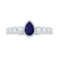 Pear Cut 0.5 Carat Blue Sapphire Engagement Ring with Diamonds