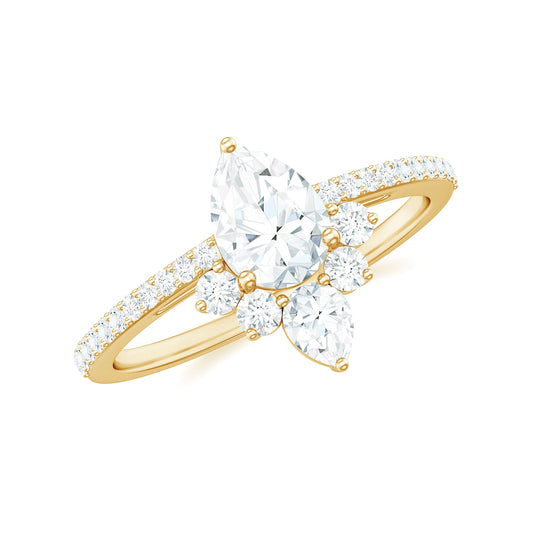 Anillo de compromiso con Moissanita en forma de pera de 0,7 quilates y corona