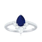 Certified 0.5 Carat Pear Shaped Blue Sapphire Crown Engagement Ring with Diamond