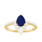 Certified 0.5 Carat Pear Shaped Blue Sapphire Crown Engagement Ring with Diamond