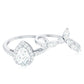 Pear Cut Moissanite Halo Bridal Ring Set with Certificate