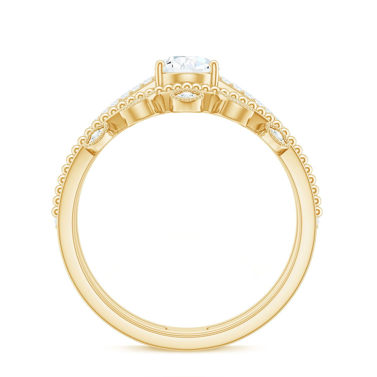 Pear Moissanite Double Band Engagement Ring with Enhancer