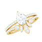 Pear Cut Moissanite Solitaire Bridal Ring Set with Certificate