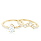 Pear Cut Moissanite Solitaire Bridal Ring Set with Certificate