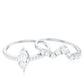 Anillo de compromiso de moissanita talla marquesa con alianza de boda en forma de V