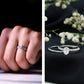 Anillo de compromiso de moissanita con forma ovalada con juego de alianzas de boda