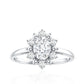 Certified Oval Moissanite Flower Halo Engagement Ring
