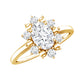 Certified Oval Moissanite Flower Halo Engagement Ring