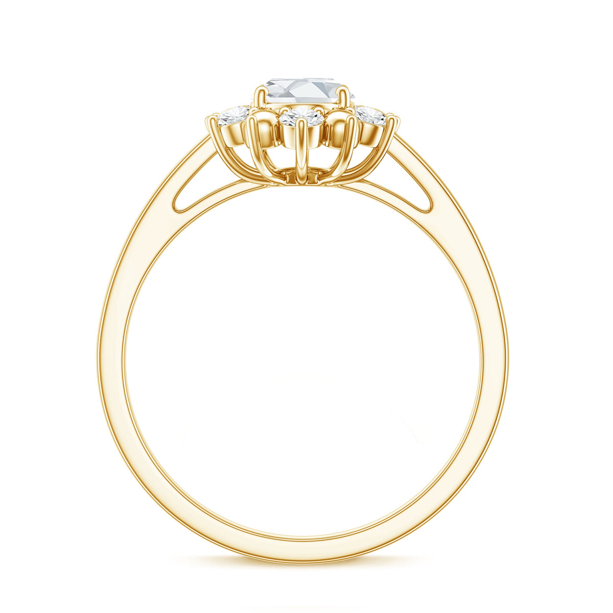 Certified Oval Moissanite Flower Halo Engagement Ring