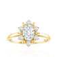 Certified Oval Moissanite Flower Halo Engagement Ring