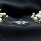 Vintage Style Marquise Tanzanite Promise Ring with Diamond Trio