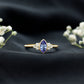 Vintage Style Marquise Tanzanite Promise Ring with Diamond Trio