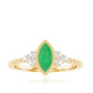 Vintage Inspired Emerald Promise Engagement Ring with Trio Diamond