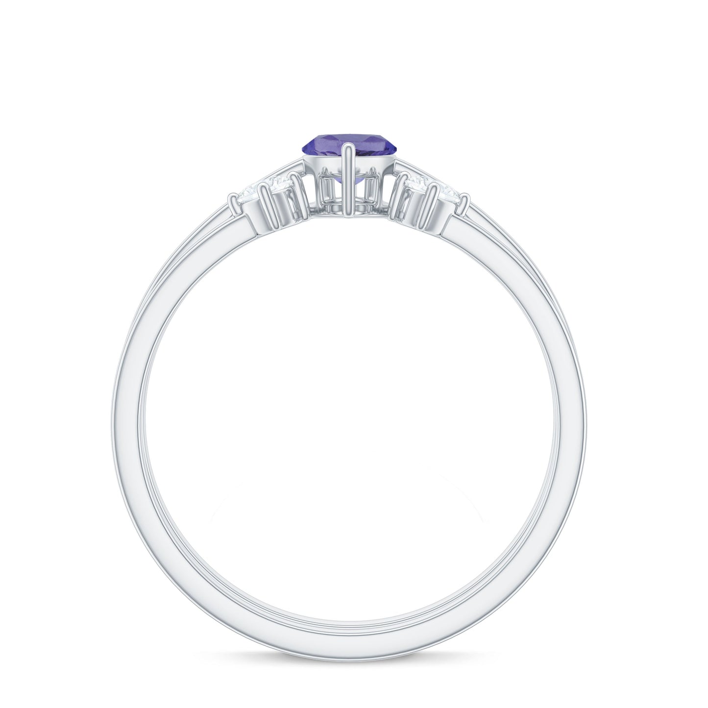 Juego de 2 Anillos de Promesa de Diamantes con Tanzanita Natural Marquesa de 0.6 Quilates