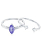 Juego de 2 Anillos de Promesa de Diamantes con Tanzanita Natural Marquesa de 0.6 Quilates