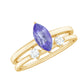 Juego de 2 Anillos de Promesa de Diamantes con Tanzanita Natural Marquesa de 0.6 Quilates