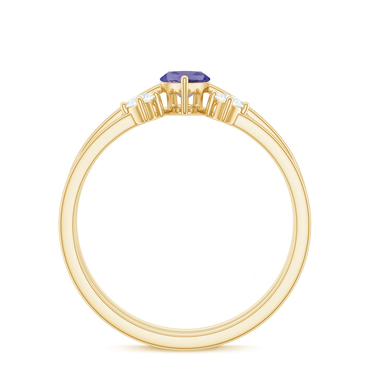 Juego de 2 Anillos de Promesa de Diamantes con Tanzanita Natural Marquesa de 0.6 Quilates