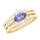 Certified 0.6 Carat Real Marquise Tanzanite 3 Piece Wedding Ring Set with Diamond