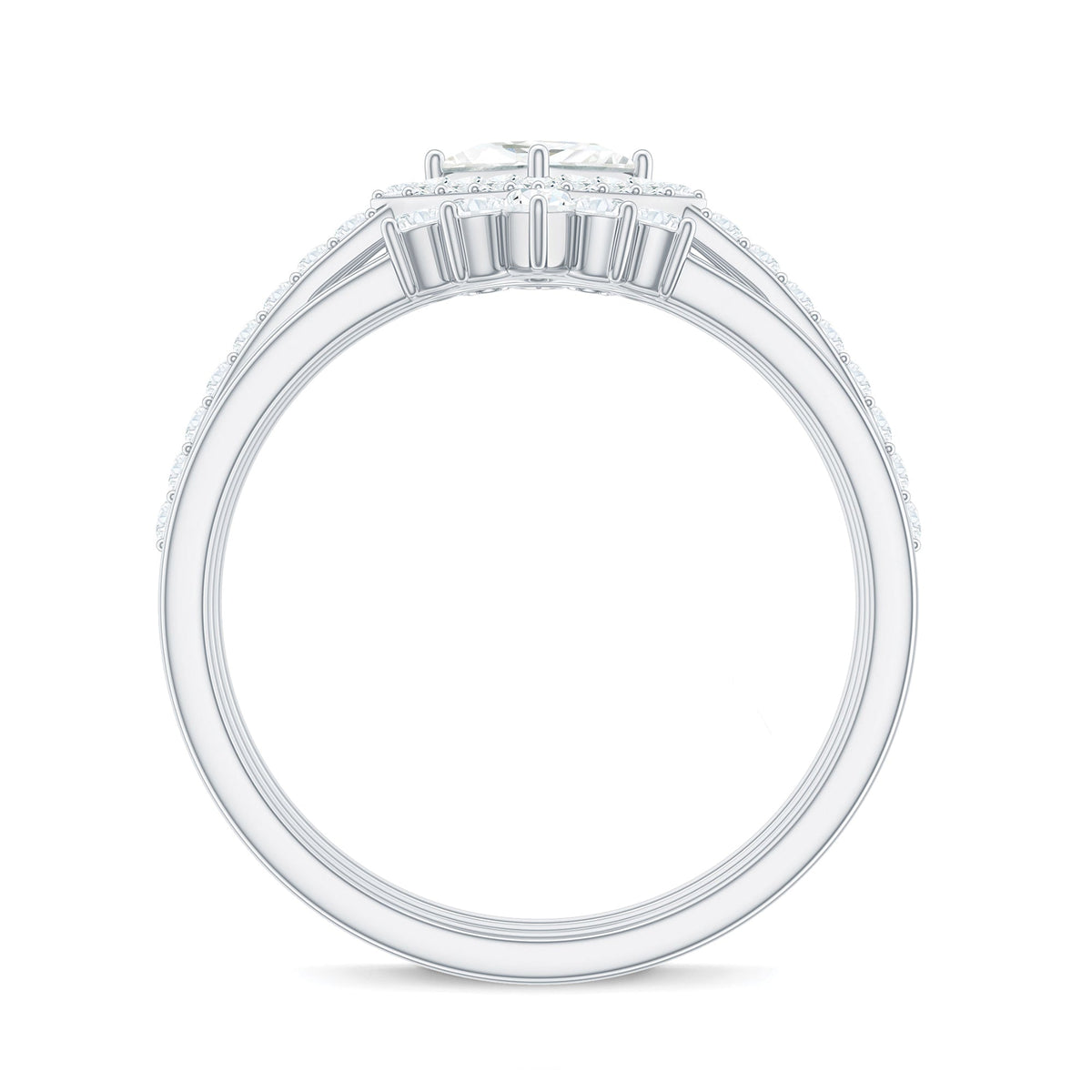 Juego de anillos de novia de tres piezas con moissanita de talla princesa con certificado