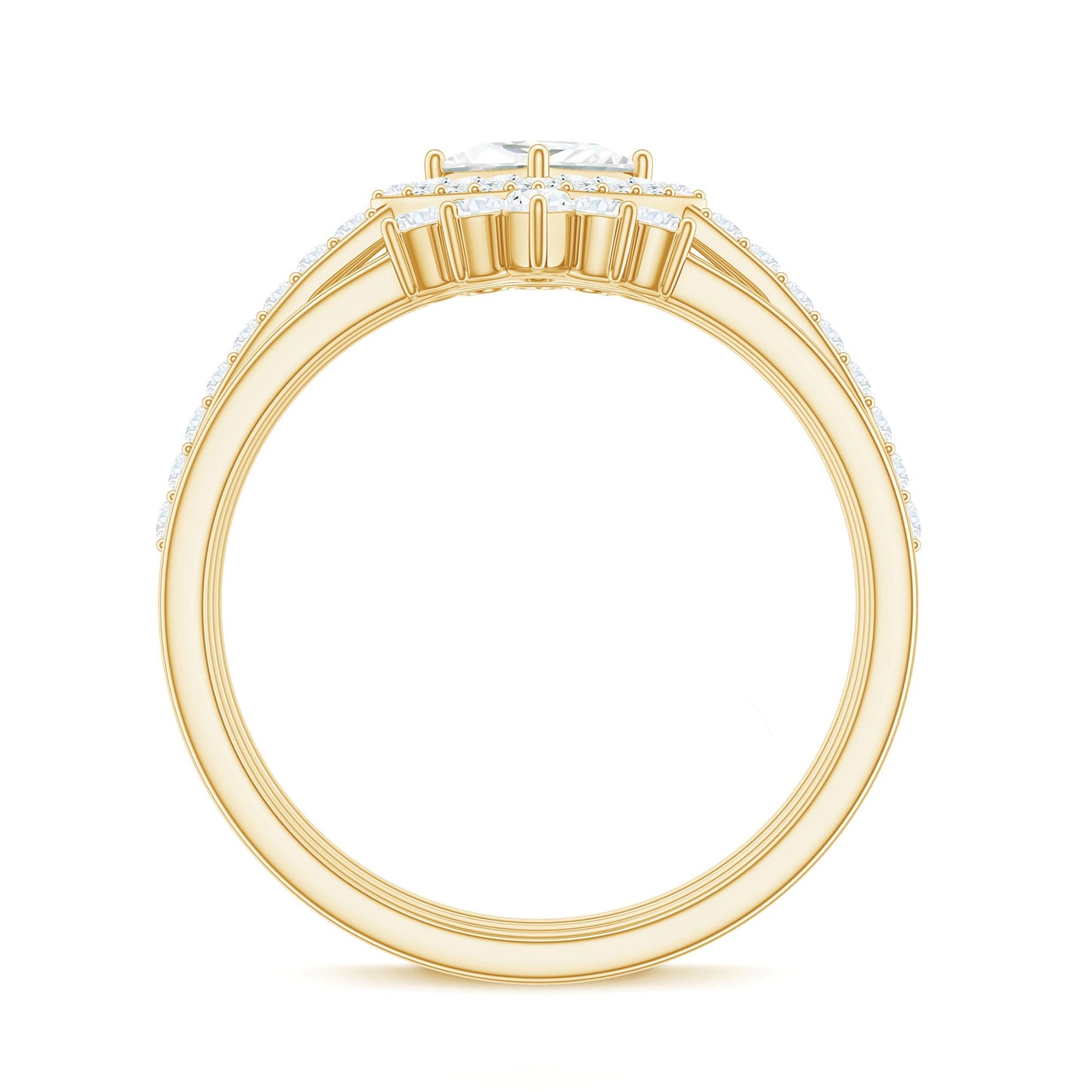 Juego de anillos de novia de tres piezas con moissanita de talla princesa con certificado