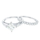 Princess Cut Moissanite Engagement Ring with Wedding Band Set