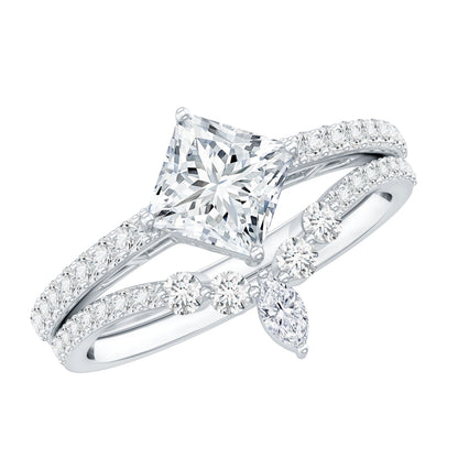 Princess Cut Moissanite Wedding Ring Set for Women