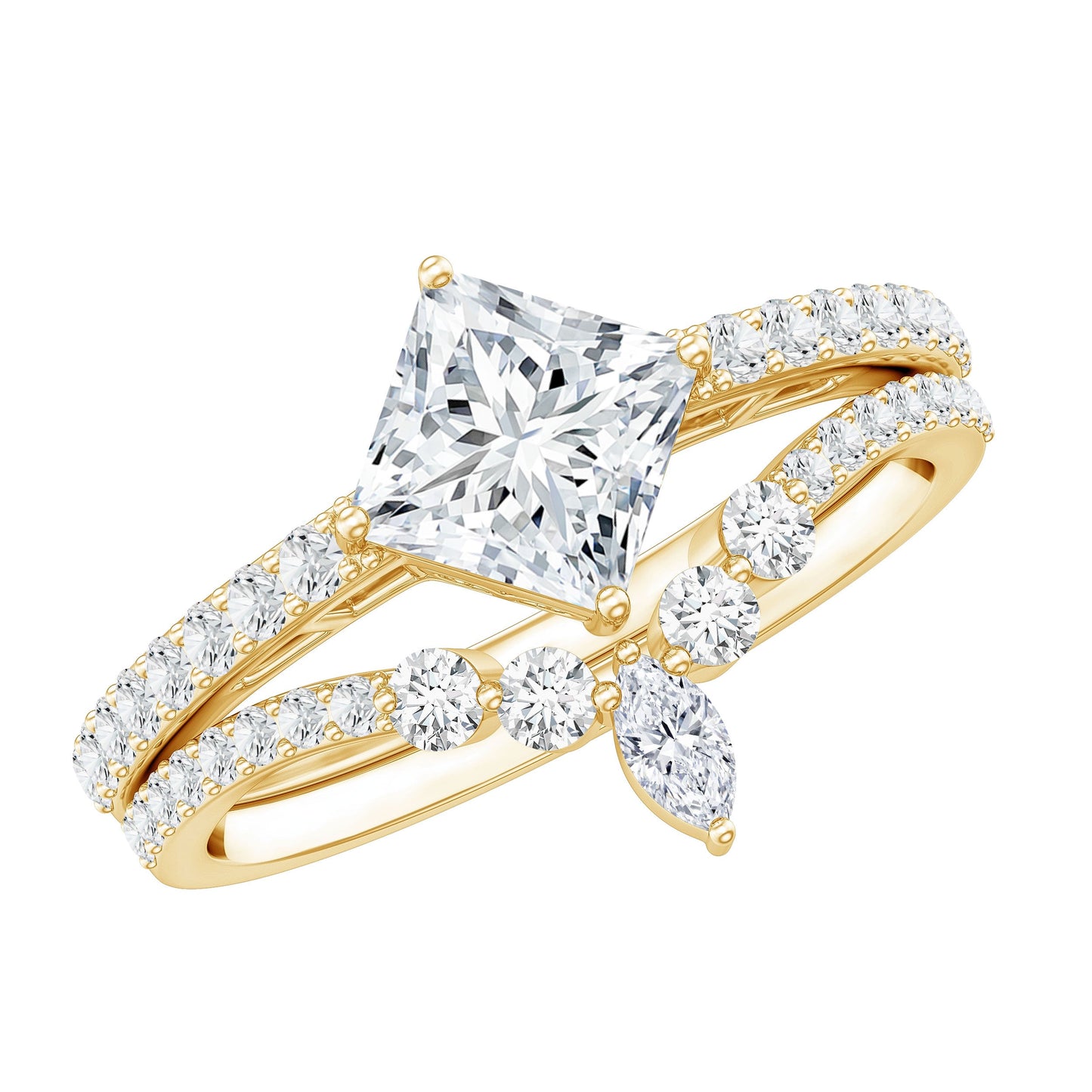 Princess Cut Moissanite Wedding Ring Set for Women