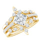 Classic Trio Bridal Ring Set with Princess and Round Cut Moissanites