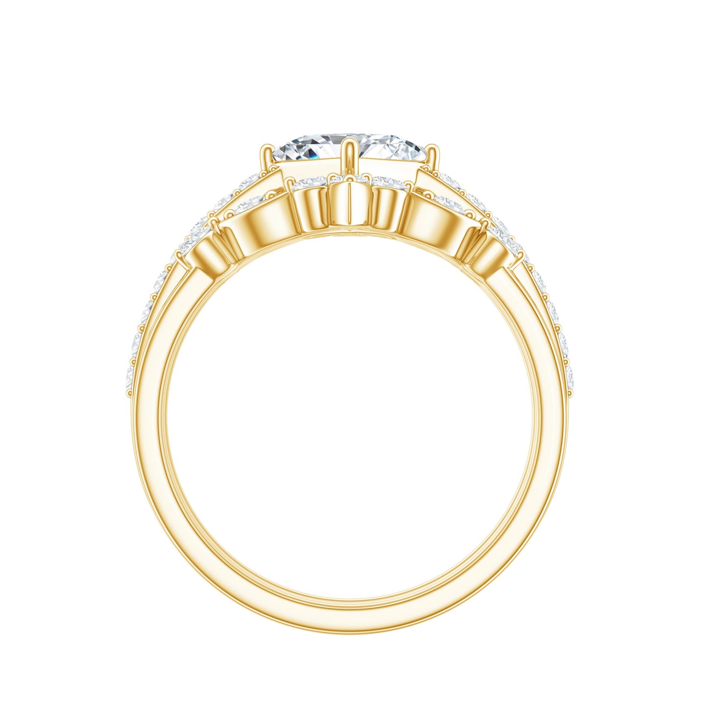 Classic Trio Bridal Ring Set with Princess and Round Cut Moissanites