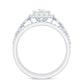 Princess Cut Moissanite Halo Engagement Ring with Wedding Bands