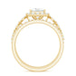 Princess Cut Moissanite Halo Engagement Ring with Wedding Bands