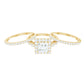 Princess Cut Moissanite Halo Engagement Ring with Wedding Bands