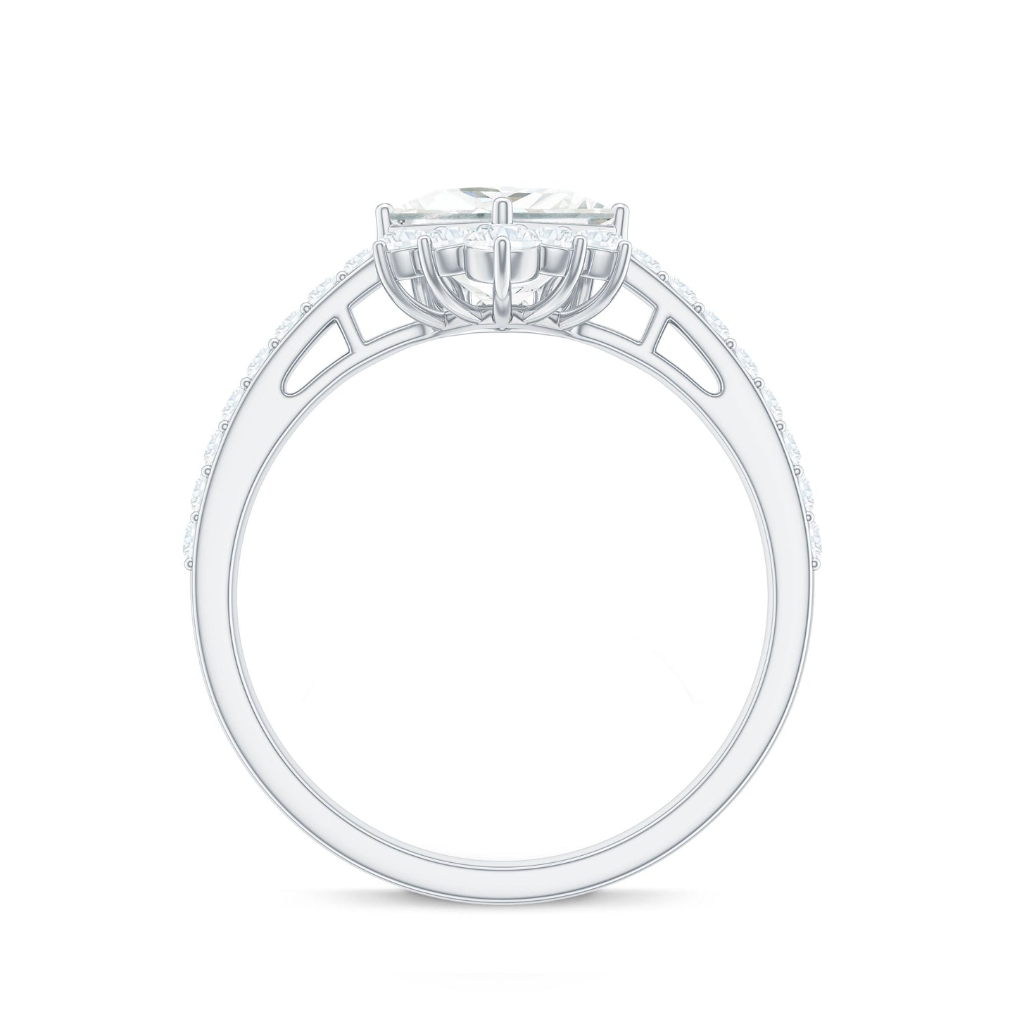 Anillo de compromiso de moissanita con corte princesa de diseño para mujer