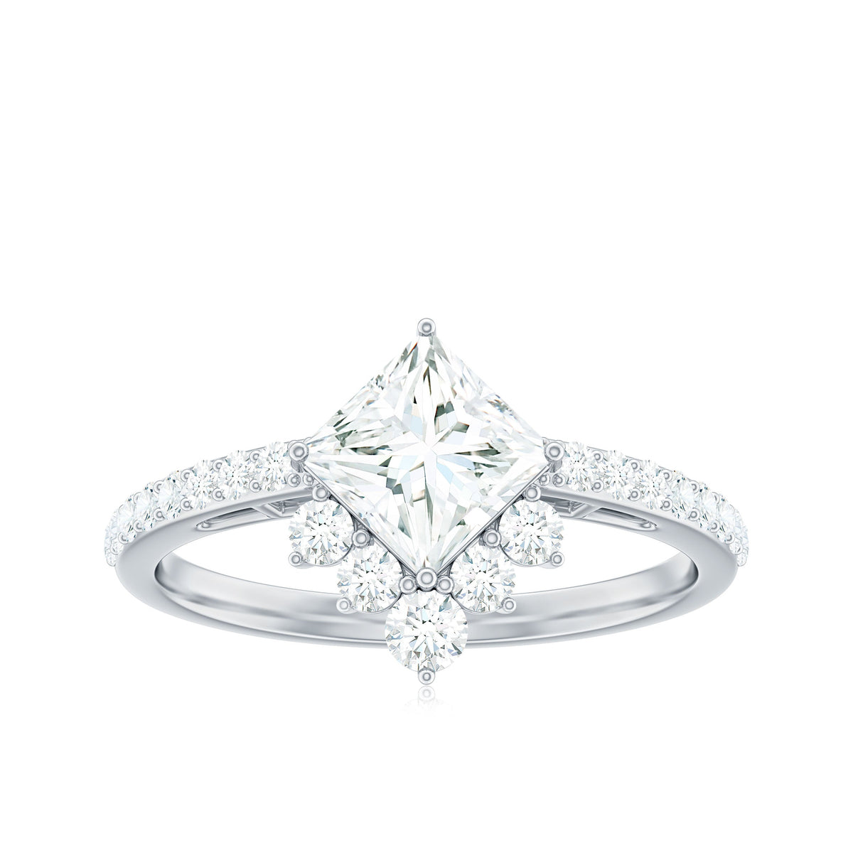 Anillo de compromiso de moissanita con corte princesa de diseño para mujer