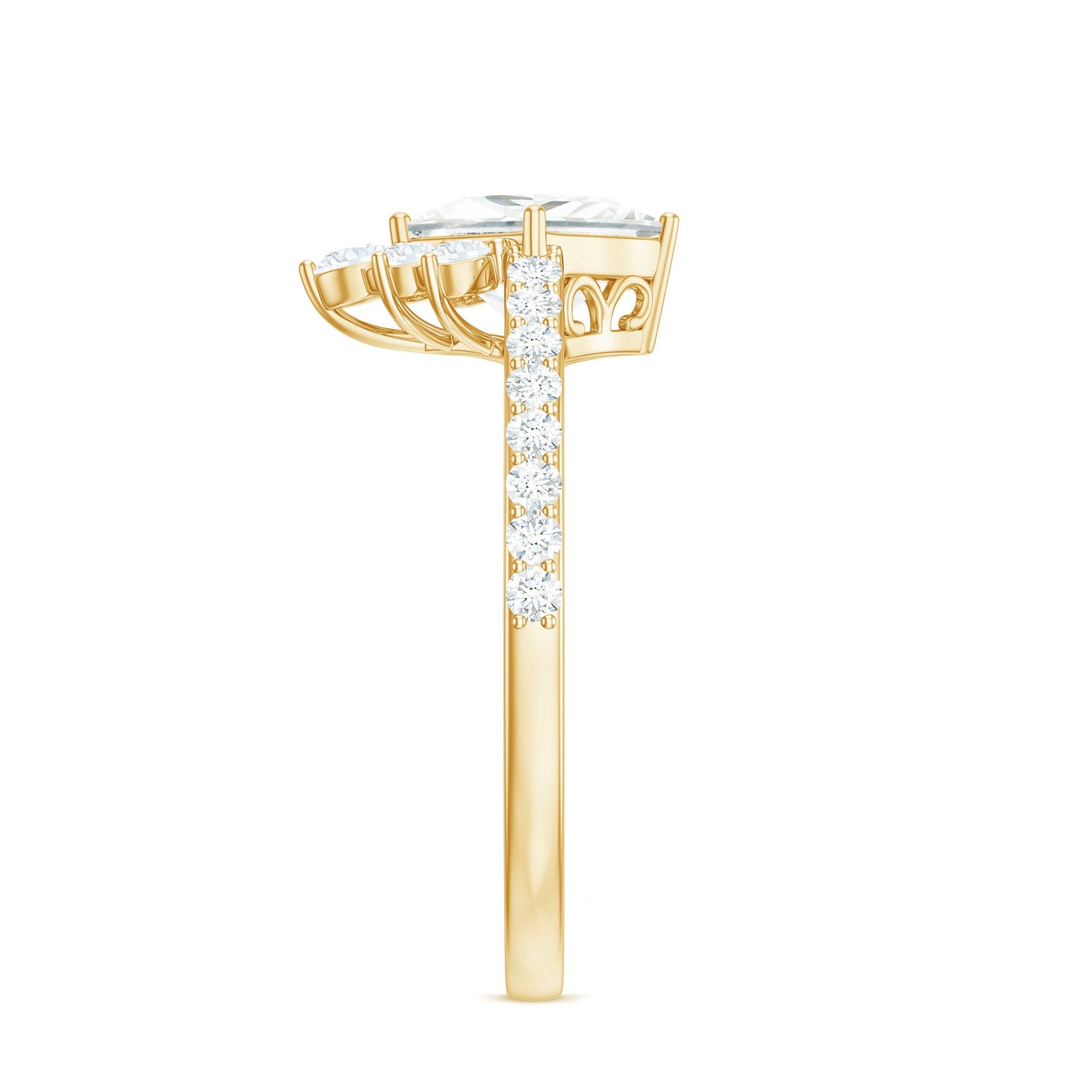 Anillo de compromiso de moissanita con corte princesa de diseño para mujer