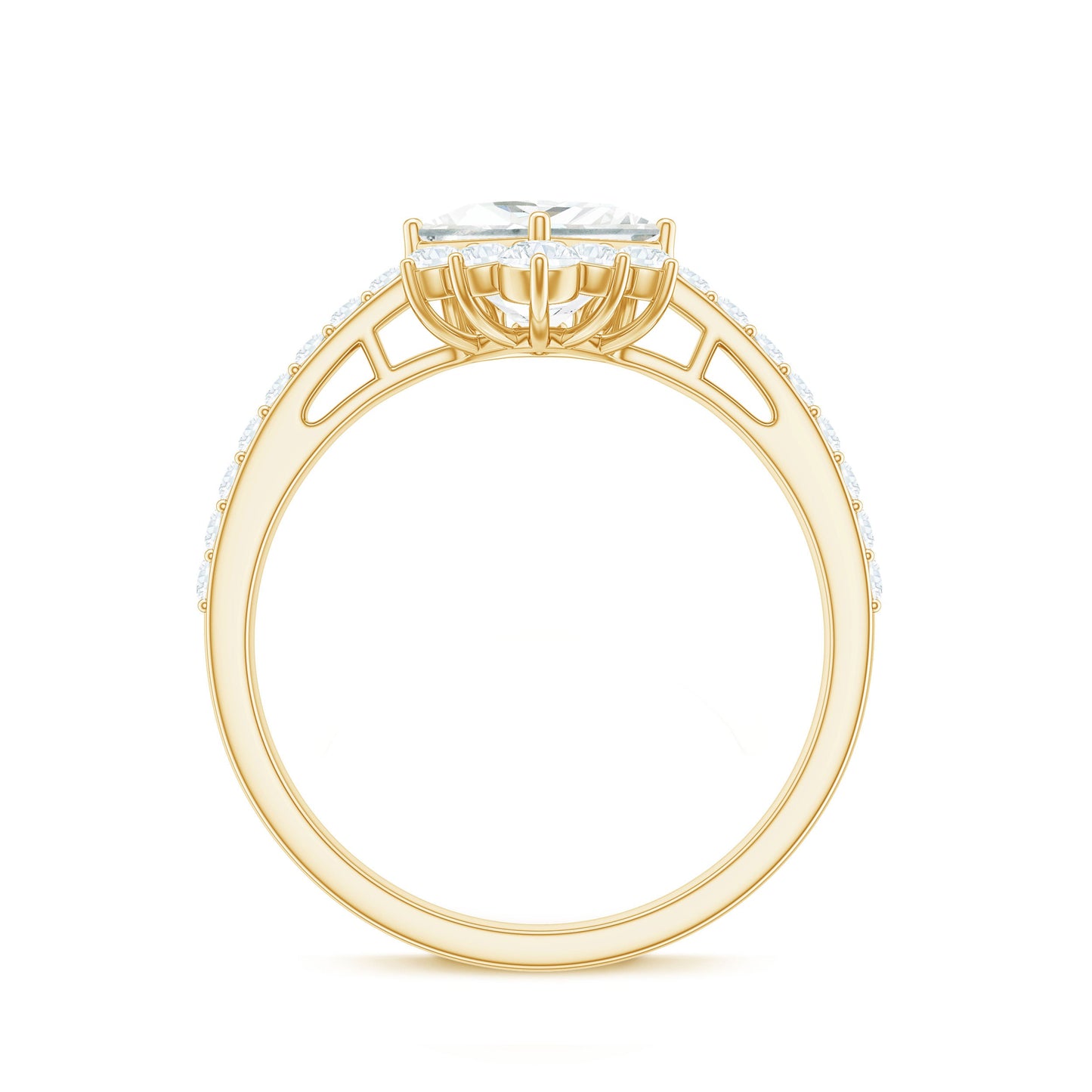 Anillo de compromiso de moissanita con corte princesa de diseño para mujer
