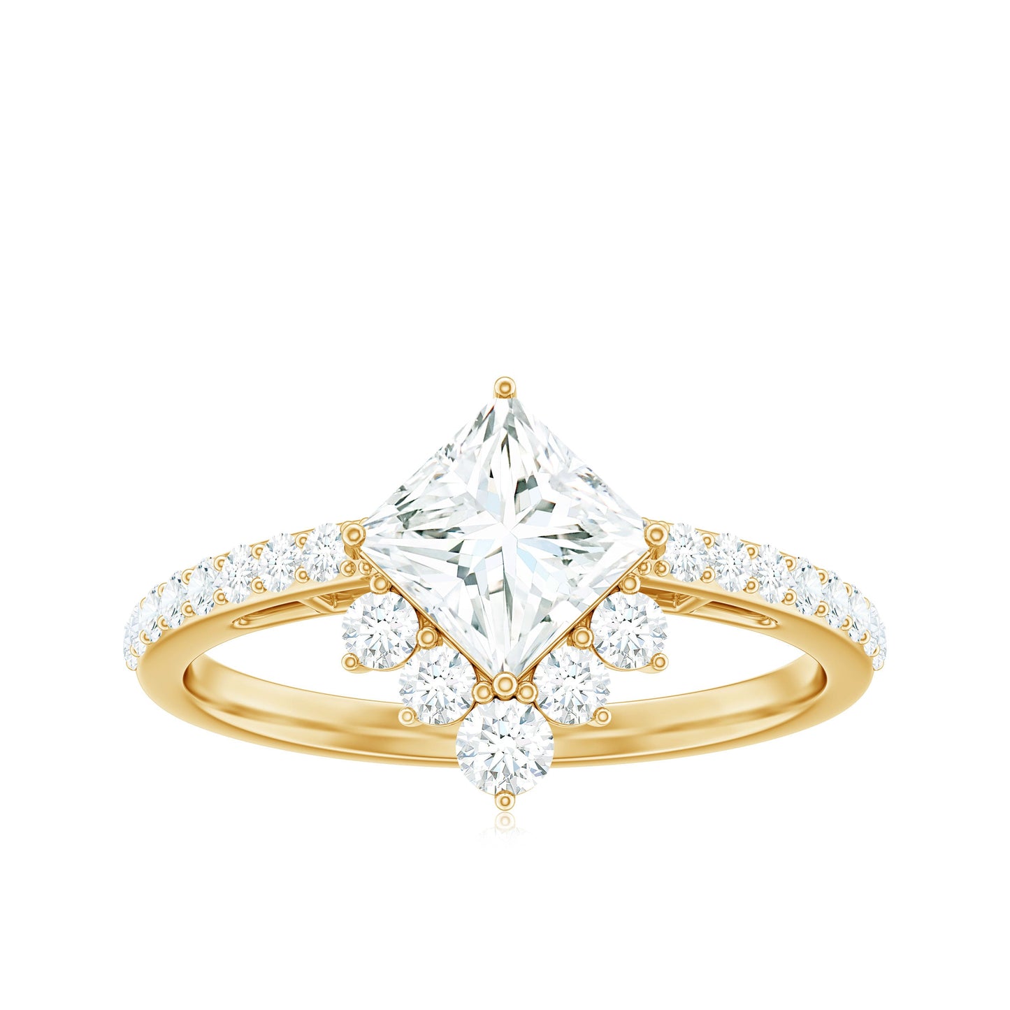 Anillo de compromiso de moissanita con corte princesa de diseño para mujer